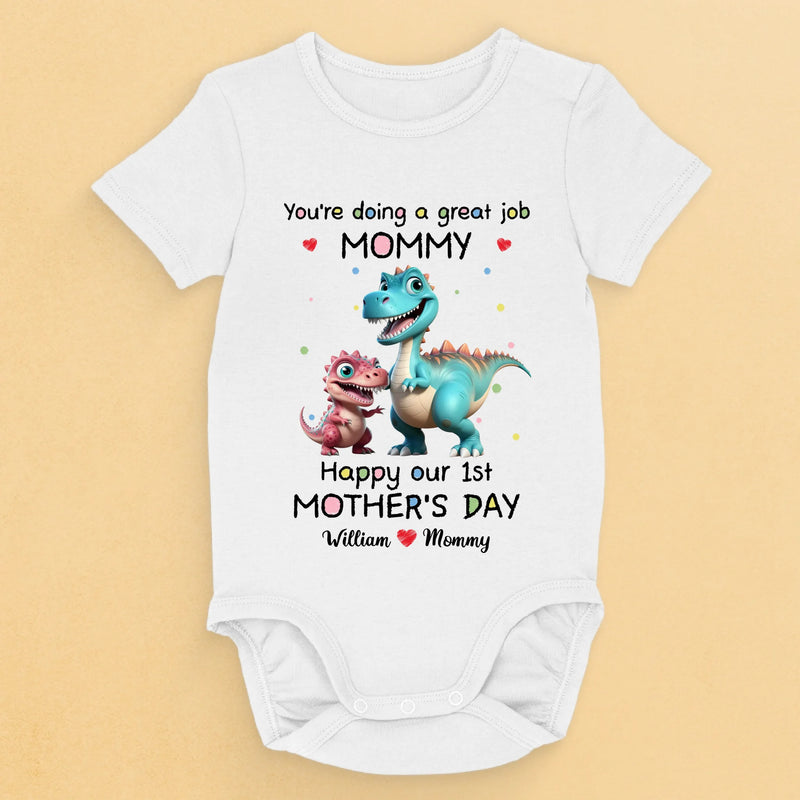 A Little Dino’s Big Love For Mommy - Family Personalized Custom Baby Onesie - Mother's Day, Baby Shower Gift, Gift For First Mom