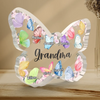 Love Grows Wings In A Grandma’s Heart - Family Personalized Custom Butterfly Shaped Acrylic Plaque - Mother's Day, Gift For Mom, Grandma