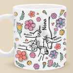 Custom Name Family Handprint Flower Gifts - Personalized Mugs