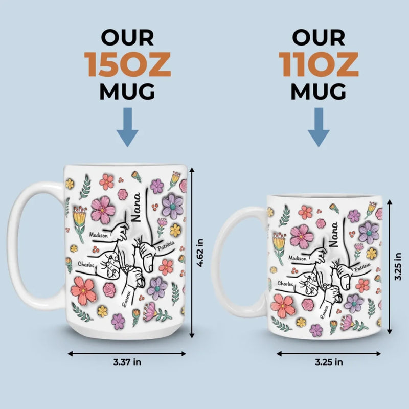 The Most Beautiful Flowers Bloom In A Mother’s Love - Family Personalized Custom 3D Inflated Effect Printed Mug - Mother's Day, Gift For Mom, Grandma