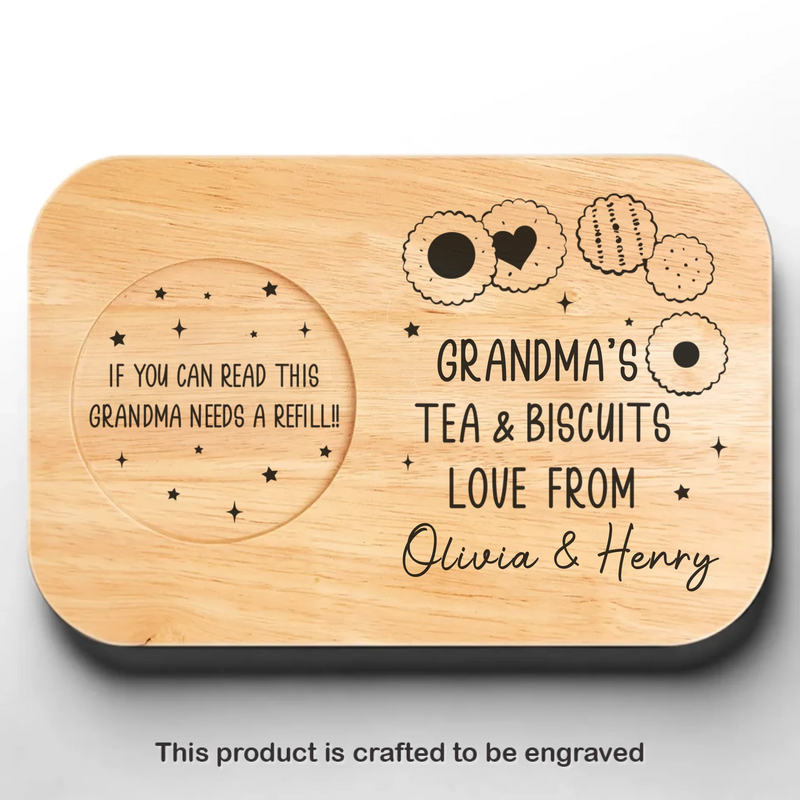 A Sip Of Love, A Bite Of Joy - Family Personalized Custom Engraved Wooden Tea & Snack Board - Mother's Day, Gift For Mom, Grandma