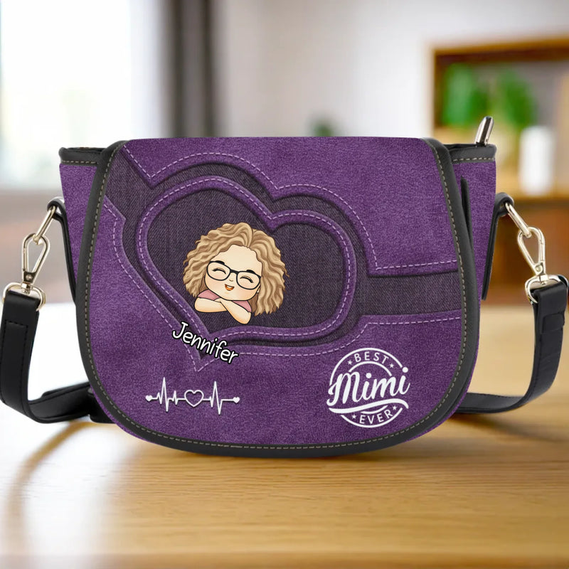 Custom Name Grandma Gifts for Women - Personalized Leather Saddle Bag