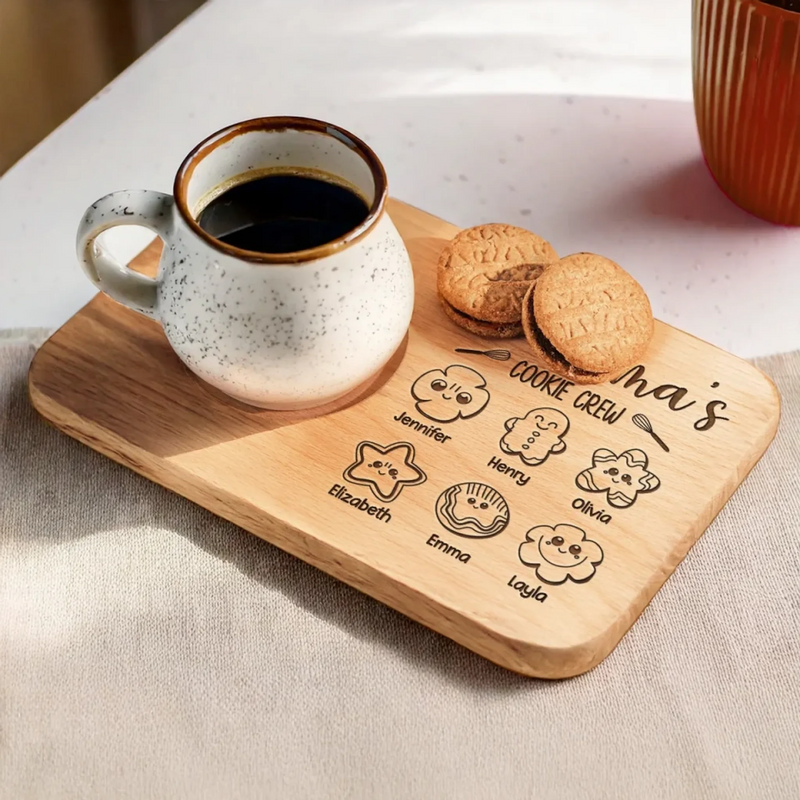 Sweet Moments, Sweeter Treats - Family Personalized Custom Engraved Wooden Tea & Snack Board - Mother's Day, Gift For Mom, Grandma