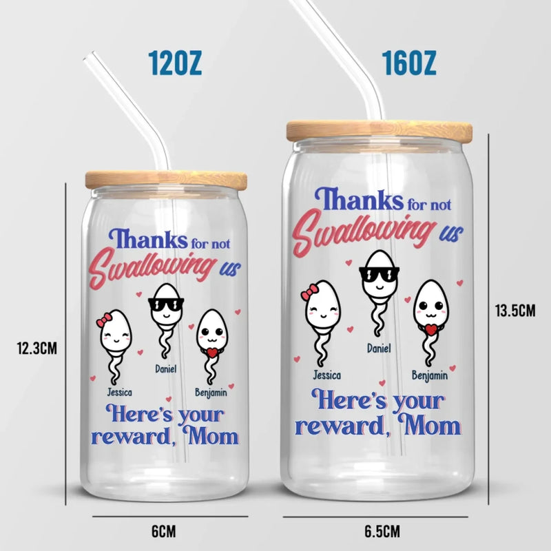 We Are Grateful, Mom - Family Personalized Custom Glass Cup, Iced Coffee Cup - Mother's Day, Gift For Mom, Grandma
