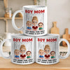 Raising Boys, Surviving Chaos - Family Personalized Custom Mug - Mother's Day, Gift For Mom, Son