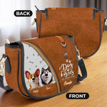 Custom Name Dog Lover Gifts - Personalized Leather Saddle Bag