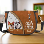 Custom Name Dog Lover Gifts - Personalized Leather Saddle Bag