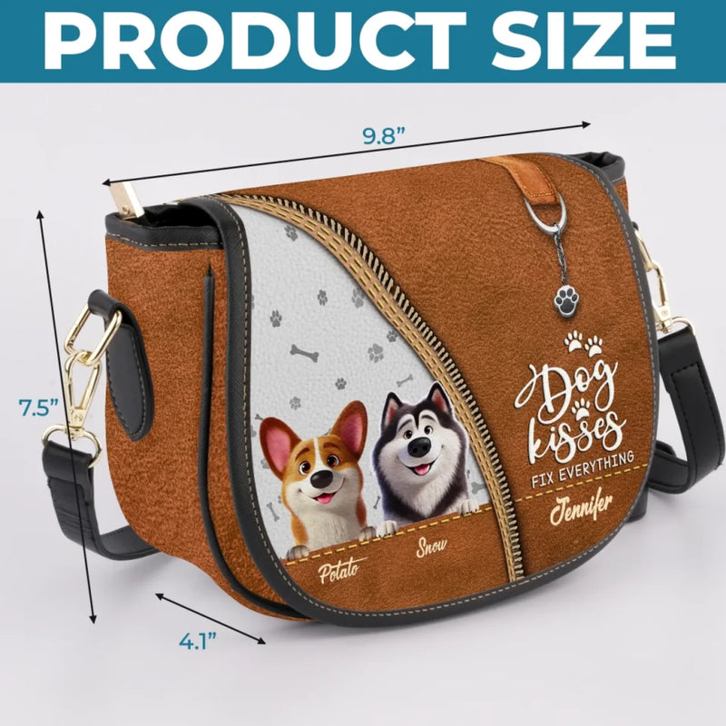 Custom Name Dog Lover Gifts - Personalized Leather Saddle Bag