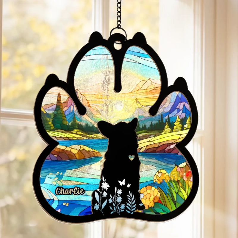 Love Never Fades - Memorial Personalized Window Hanging Suncatcher Ornament - Sympathy Gift For Pet Owners, Pet Lovers