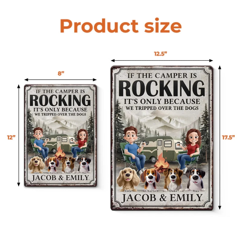 Custom Name Camping Dog Lover Gifts - Personalized Metal Sign
