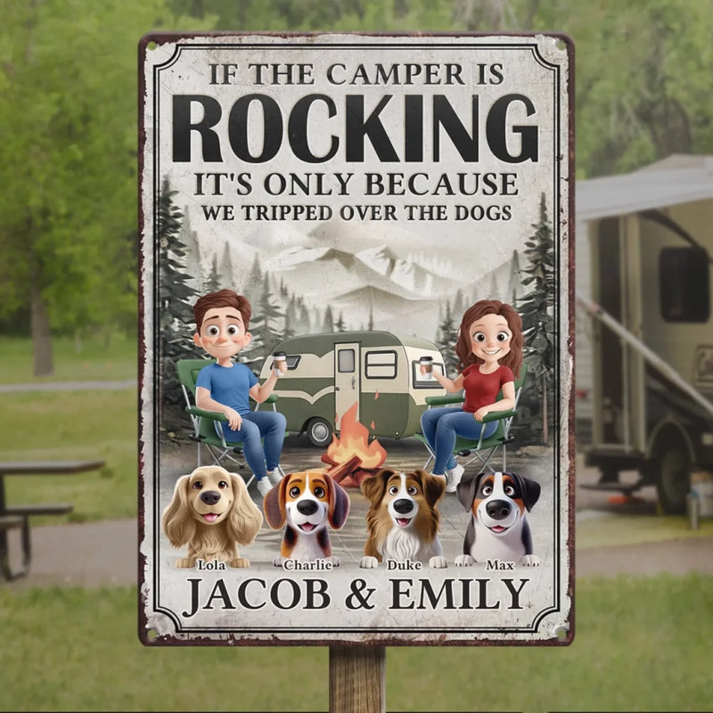 Custom Name Camping Dog Lover Gifts - Personalized Metal Sign