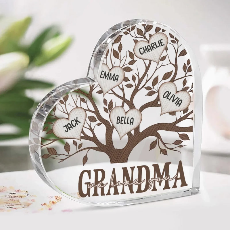 Strong Like A Mother’s Roots - Family Personalized Custom Heart Shaped Acrylic Plaque - Mother's Day, Gift For Mom, Grandma