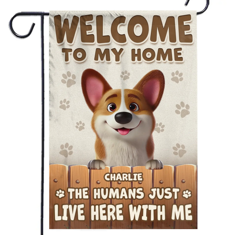 Custom Name Funny Dog Welcome Gifts - Personalized Flag