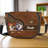 Furry Friends, Forever Love - Dog Personalized Custom Leather Saddle Bag - Gift For Pet Owners, Pet Lovers