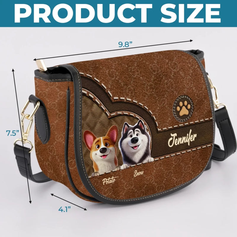 Furry Friends, Forever Love - Dog Personalized Custom Leather Saddle Bag - Gift For Pet Owners, Pet Lovers