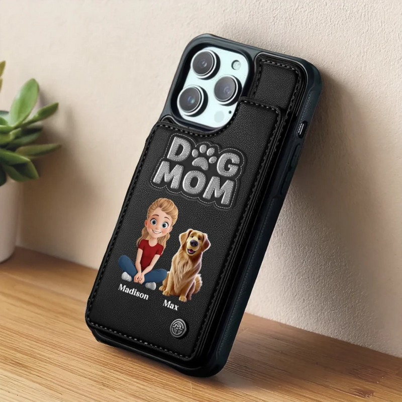 Custom Name Dog Mom Gifts for Women - Personalized Wallet Phone Case