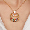 Mom’s Love, Forever Engraved - Family Personalized Custom Circle Pendant With Birthstone Beads Necklace - Mother's Day, Gift For Mom