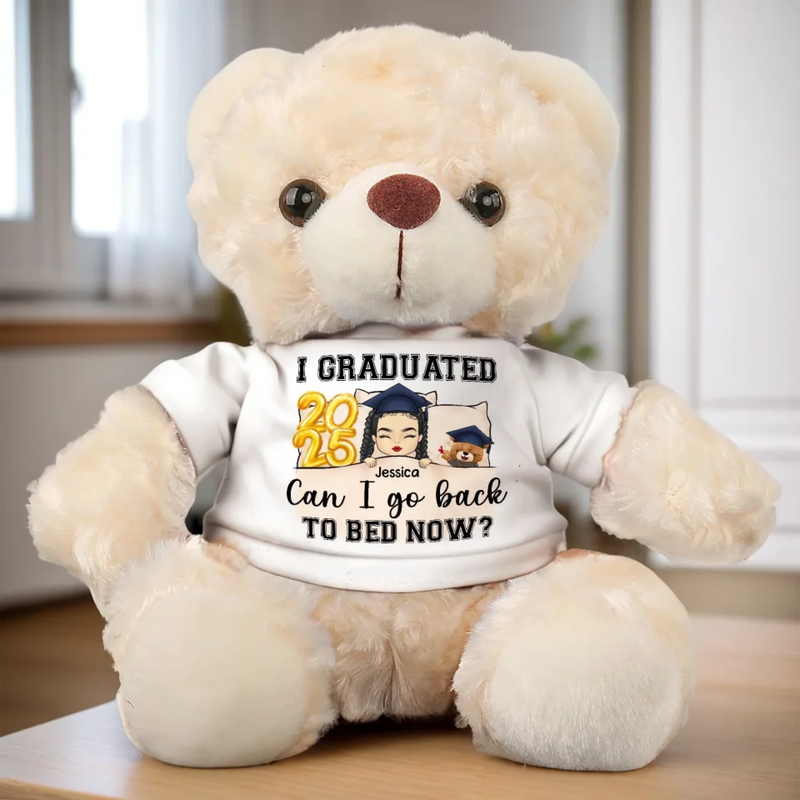 Done With Classes, Back To Bed - Family Personalized Custom Teddy Bear Plush - Graduation Gift For Family Members, Siblings, Brothers, Sisters