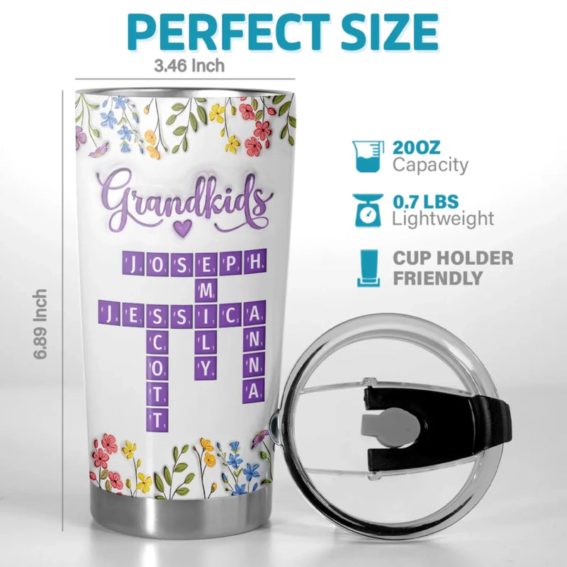 Forever Blessed With Grandkids - Family Personalized Custom 3D Inflated Effect Printed Tumbler - Mother's Day, Gift For Mom, Grandma
