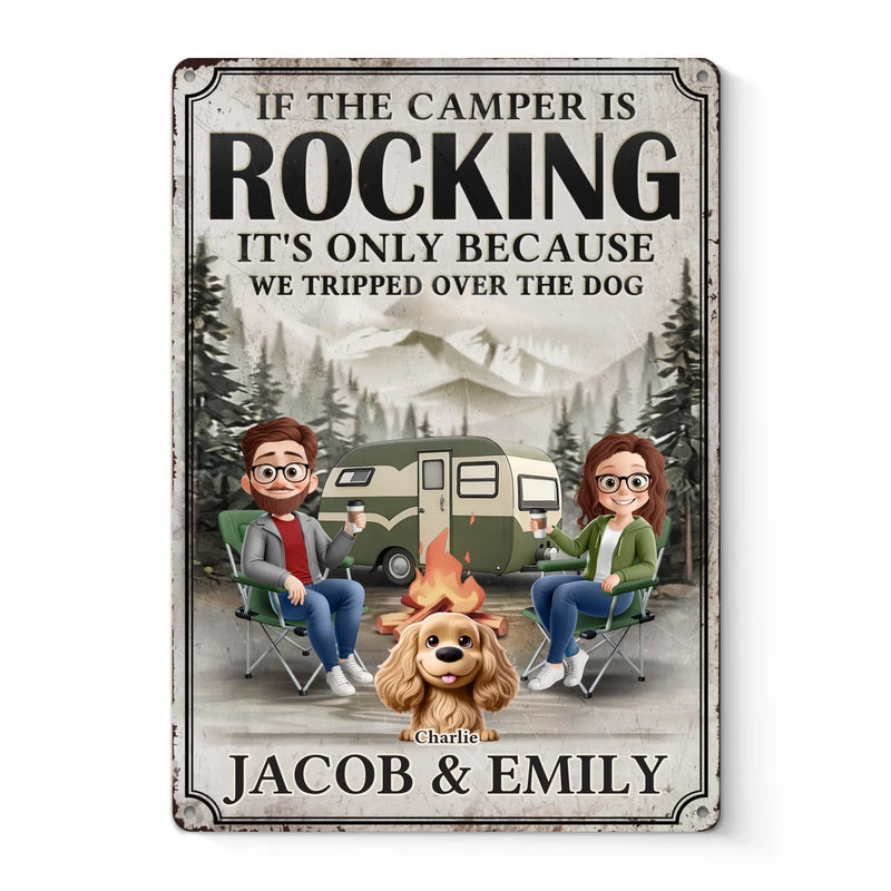 Custom Name Camping Dog Lover Gifts - Personalized Metal Sign