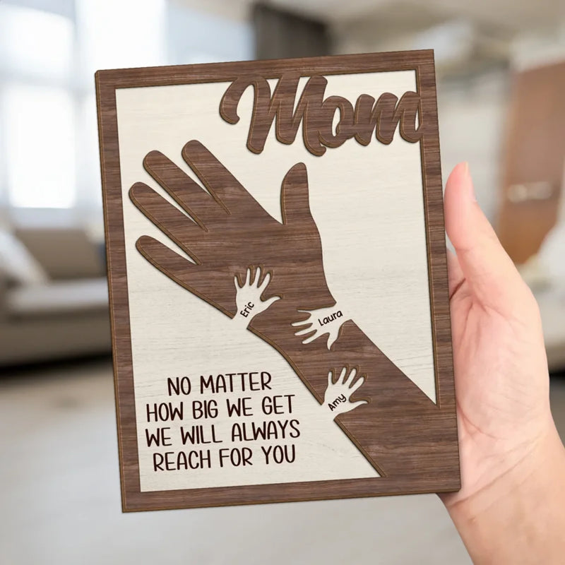 From Little Hands To Big Hearts - Family Personalized Custom 2-Layered Wooden Plaque With Stand - Mother's Day Gift For Mom, Grandma