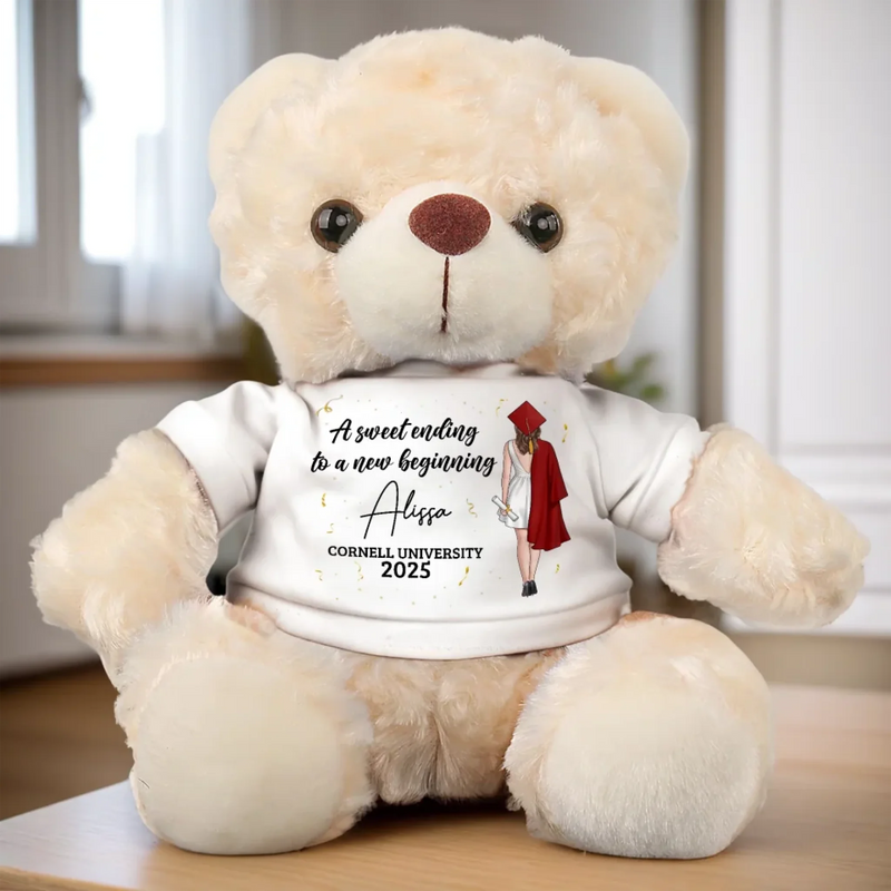 Diploma In Hand, Future In Sight - Family Personalized Custom Teddy Bear Plush - Graduation Gift For Family Members, Siblings, Brothers, Sisters