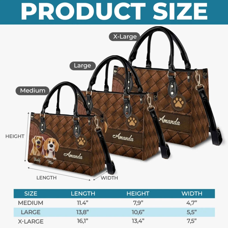 Furry Friends, Forever In My Heart - Dog Personalized Custom Leather Handbag - Gift For Pet Owners, Pet Lovers