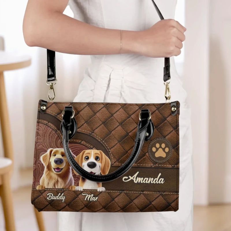 Custom Pet Name Gifts for Dog Lovers - Personalized Leather Handbag