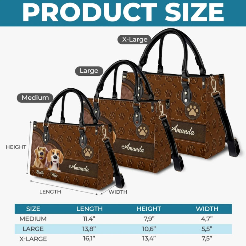 Tails Of Love And Friendship - Dog Personalized Custom Leather Handbag - Gift For Pet Owners, Pet Lovers