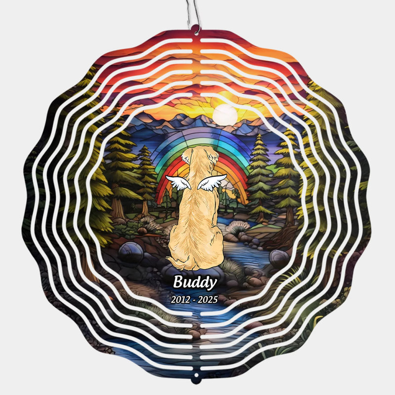 Custom Name Memorial Dog Garden Decor - Personalized Wind Spinner