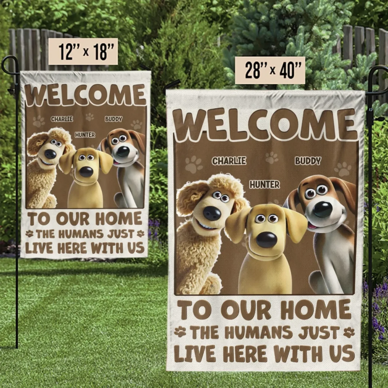 Custom Name Funny Dog Welcome Gifts for Dog Lovers - Personalized Flag