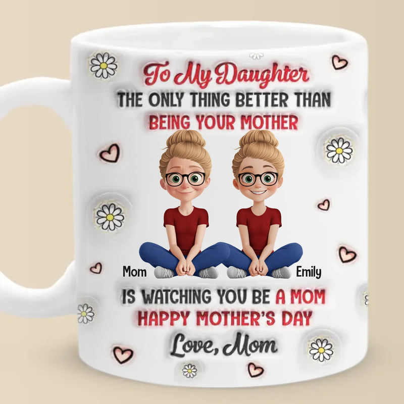 Motherhood, The Most Beautiful Journey - Family Personalized Custom 3D Inflated Effect Printed Mug - Mother's Day, Gift For Mom, Grandma