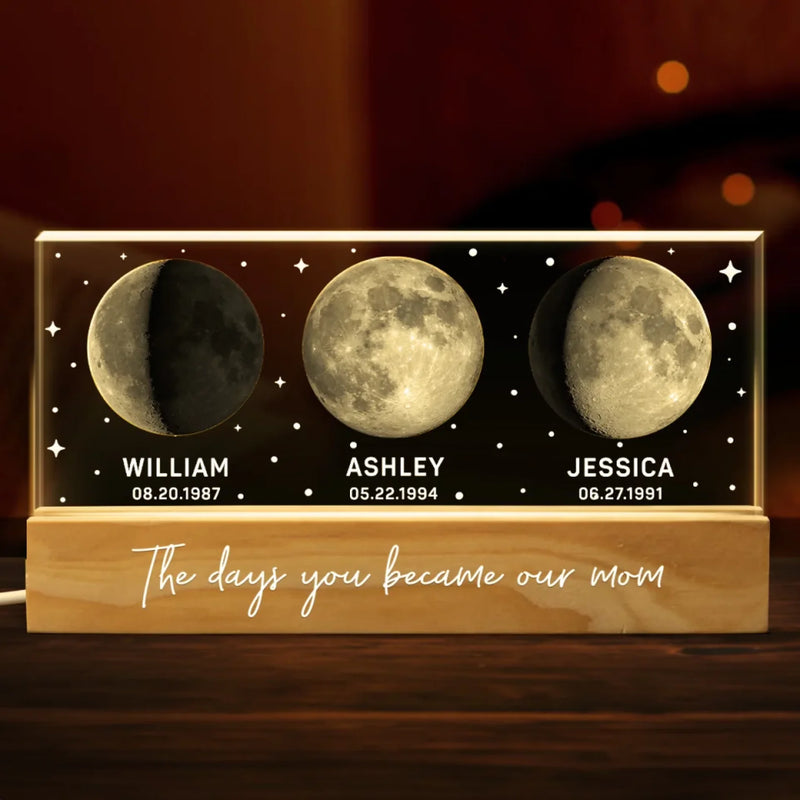 The Days Your Heart Grew Bigger - Family  Personalized Custom Acrylic Block 3D LED Night Light - Mother's Day, Gift For Mom