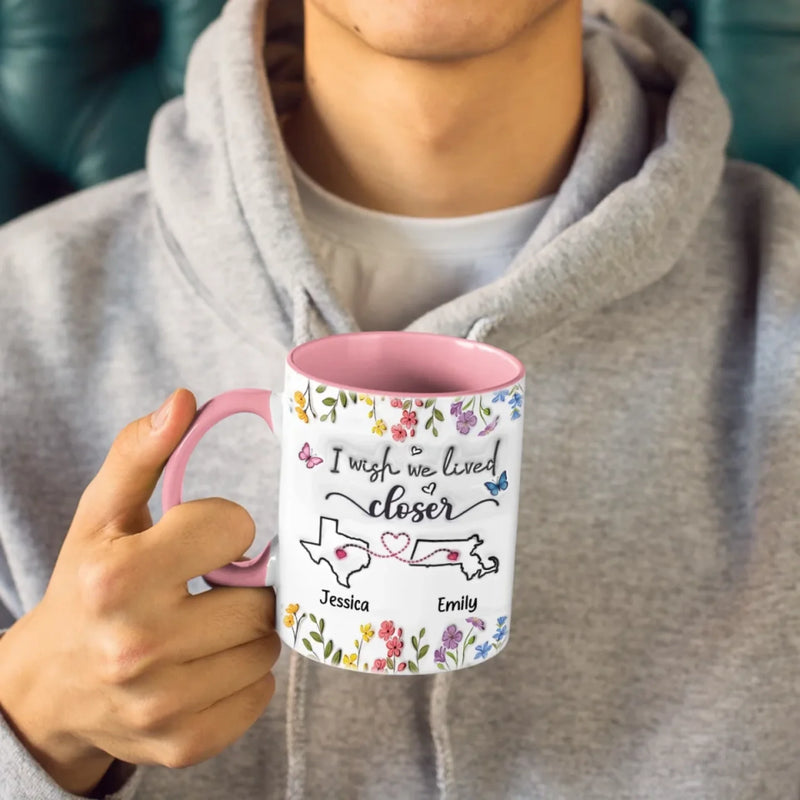 Besties Forever, No Matter The Miles - Bestie Personalized Custom 3D Inflated Effect Printed Accent Mug - Gift For Best Friends, BFF, Sisters