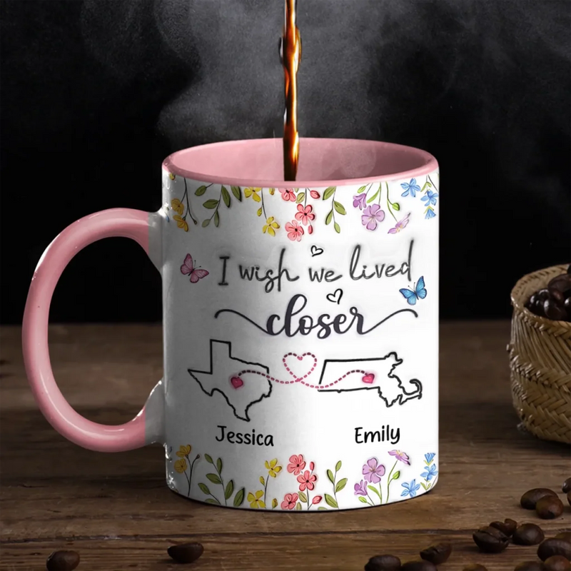 Besties Forever, No Matter The Miles - Bestie Personalized Custom 3D Inflated Effect Printed Accent Mug - Gift For Best Friends, BFF, Sisters