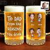 Custom Photo For The Drinking Legend - Family Personalized Custom Glass Beer Mug - Father's Day, Gift For Dad, Grandpa