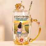 Custom Name Girl and Dog Gifts - Personalized Flower Tea Cup