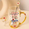 Bond That Grows Stronger - Family Personalized Custom Enamel Flower Tea Cup With Lid & Spoon - Mother's Day, Gift For Mom, Daughter