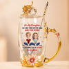 Bond That Grows Stronger - Family Personalized Custom Enamel Flower Tea Cup With Lid & Spoon - Mother's Day, Gift For Mom, Daughter