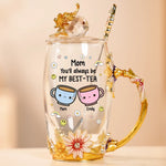 Custom Name Best-Tea Gifts for Mom - Personalized Flower Tea Cup