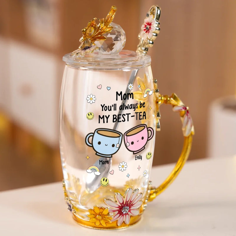 Custom Name Best-Tea Gifts for Mom - Personalized Flower Tea Cup