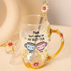 Tea Time, Love Time - Family Personalized Custom Enamel Flower Tea Cup With Lid & Spoon - Mother's Day, Gift For Mom, Daughter