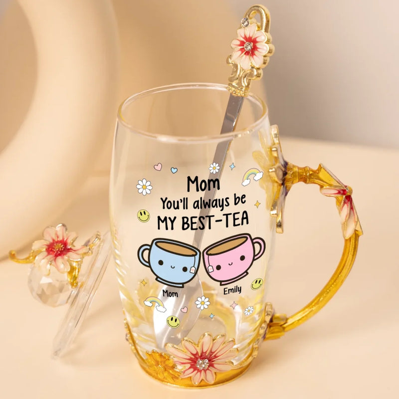 Custom Name Best-Tea Gifts for Mom - Personalized Flower Tea Cup