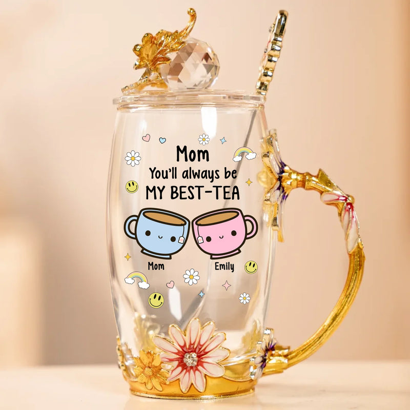 Custom Name Best-Tea Gifts for Mom - Personalized Flower Tea Cup