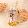 The Love Between Us Never Fades - Family Personalized Custom Enamel Flower Tea Cup With Lid & Spoon - Mother's Day, Gift For Mom, Daughter
