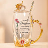 My Love Follows You Always - Family Personalized Custom Enamel Flower Tea Cup With Lid & Spoon - Mother's Day, Gift For Mom, Daughter