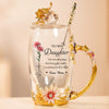 My Love Follows You Always - Family Personalized Custom Enamel Flower Tea Cup With Lid & Spoon - Mother's Day, Gift For Mom, Daughter