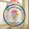 Growing Love, One Flower At A Time - Family Personalized Custom Stained Glass Window Hanging Suncatcher - Mother's Day, Gift For Mom, Grandma