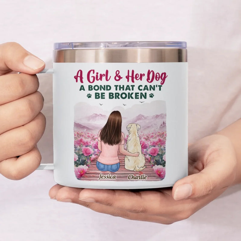 Happiness Is A Dog’s Smile - Dog Personalized Custom 14oz Stainless Steel Tumbler With Handle - Gift For Pet Owners, Pet Lovers