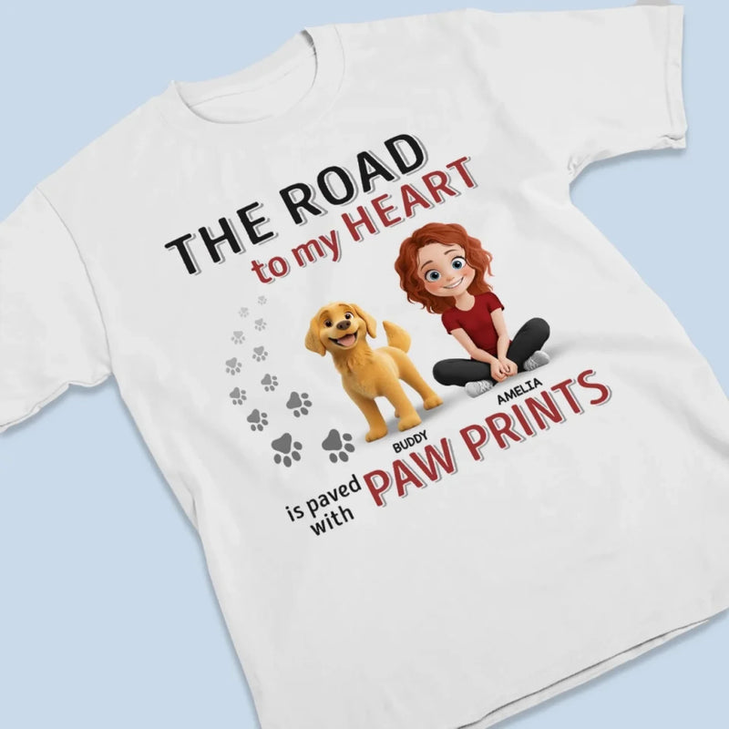Love Leaves Paw Prints On My Heart - Dog Personalized Custom Unisex T-shirt, Premium T-shirt, Hoodie - Gift For Pet Owners, Pet Lovers